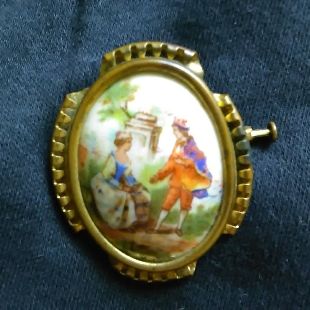 Limoges vintage French porcelain pin.